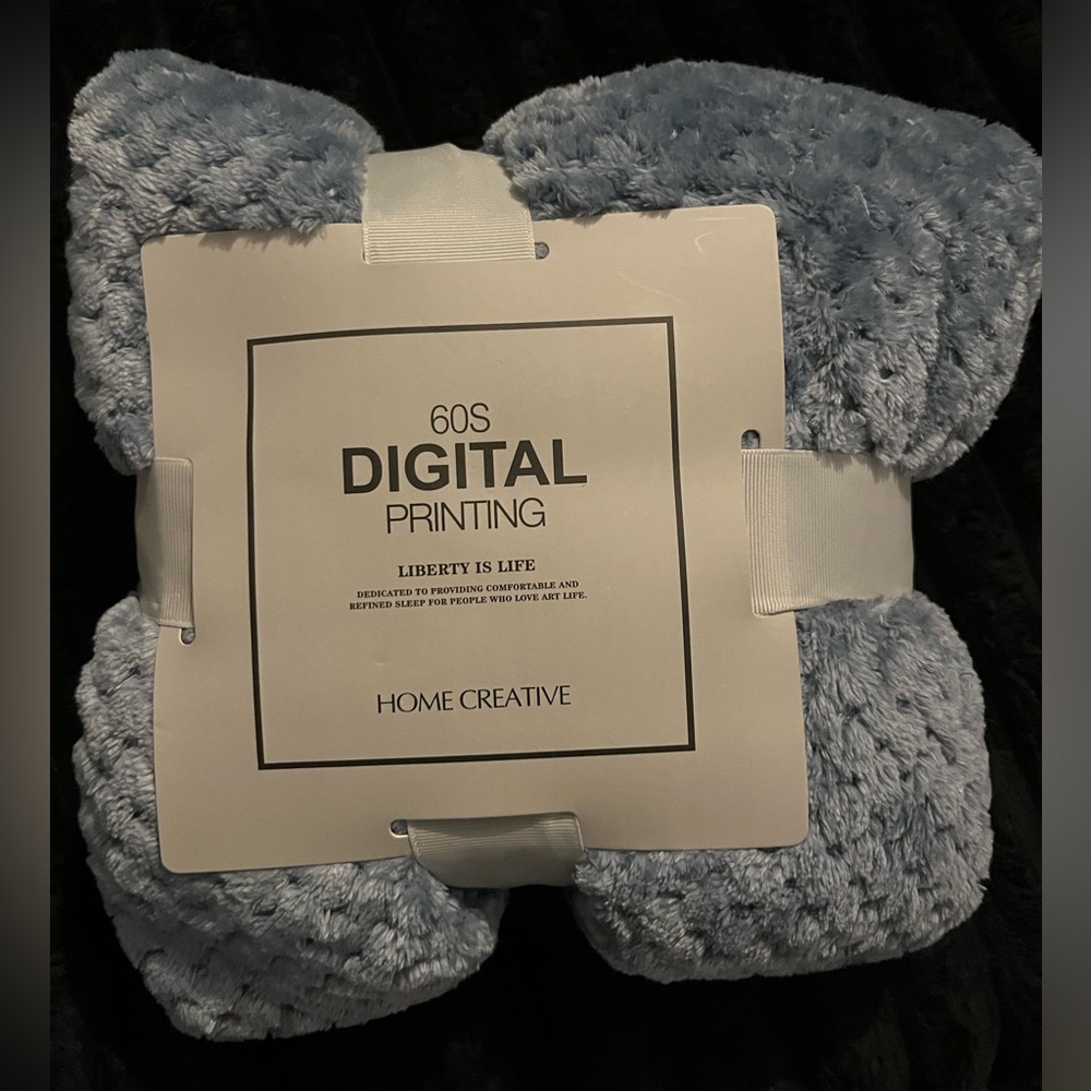 Soft Blue Textured Blanket